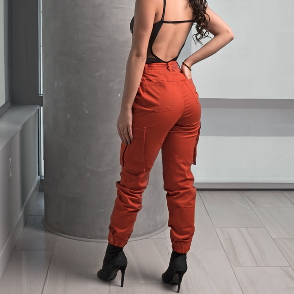 Orange Belted Cargo Pants - Picture 6 of 7